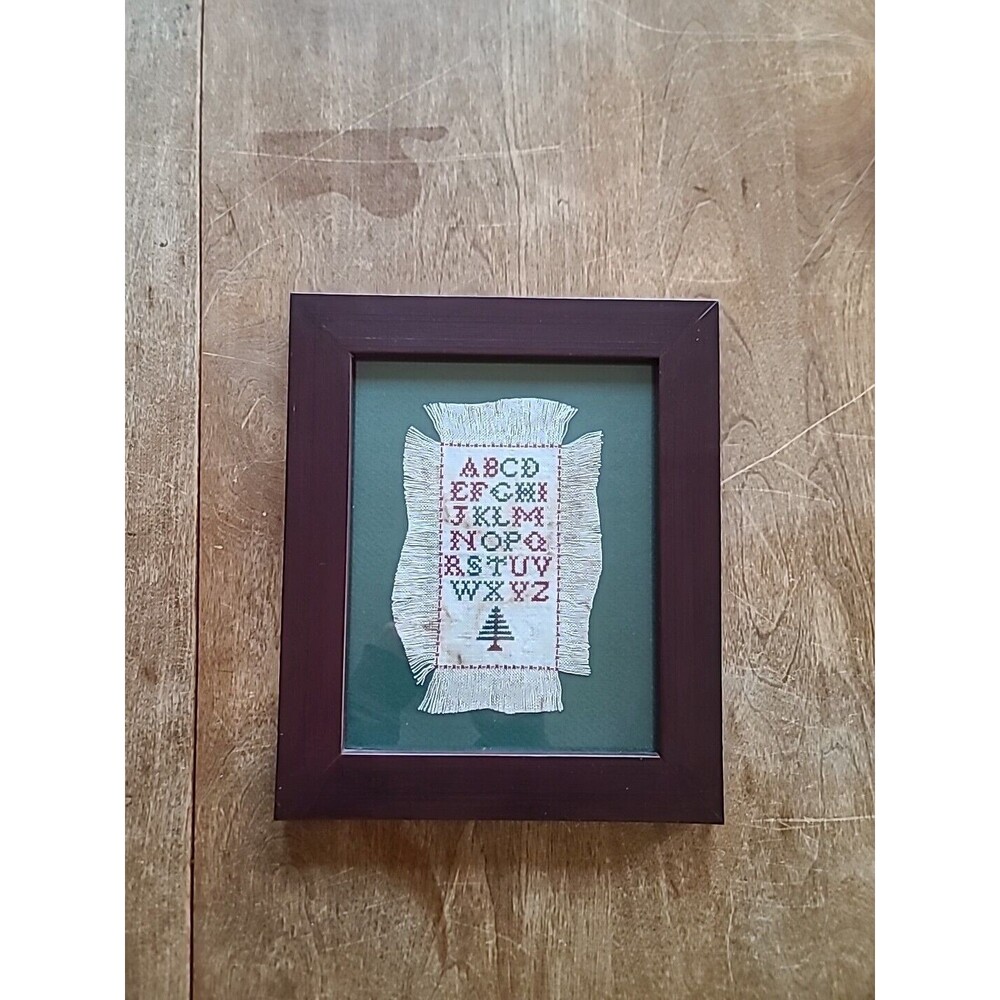 Vintage Framed Cross Stitch Alphabet Art